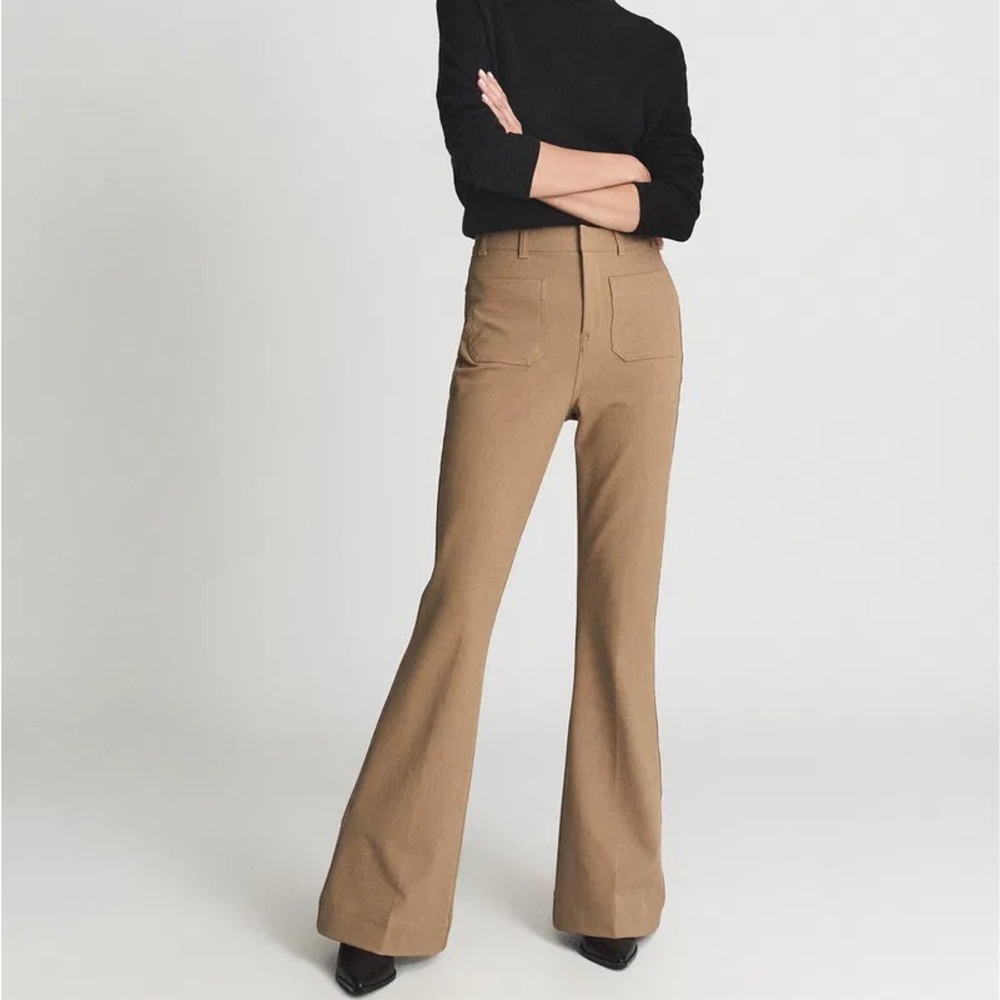 Reiss Tan Boot-Cut Flare Trousers